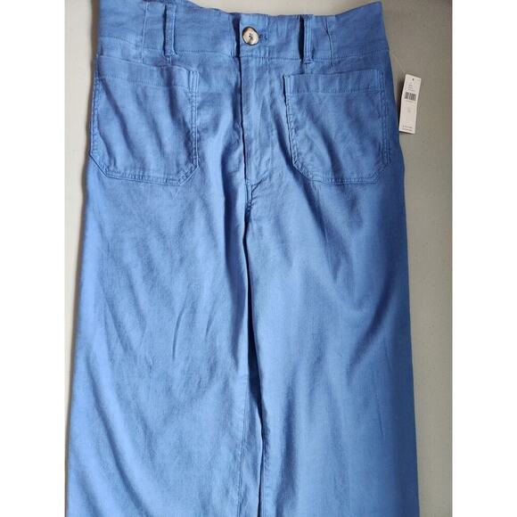 NWD Anthropologie The Colette Cropped Wide-Leg Linen Pants Sz 31 Wedgewood 7B409 - Picture 3 of 12